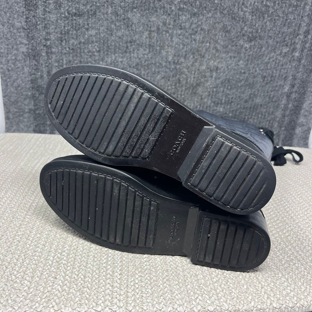 Coach Tristee Tall Rain Boots Rubber Black Signature Print Logo Women’s 7 B - Picture 7 of 9